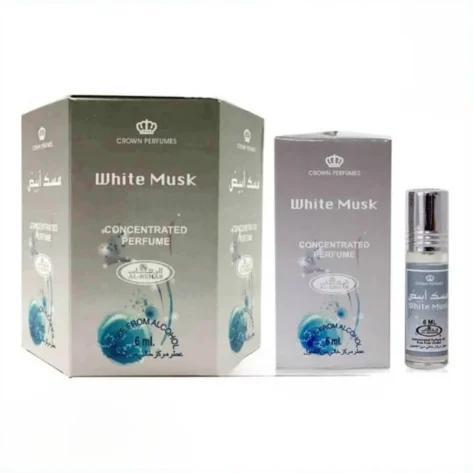 Al Rehab White Musk Concentrated Perfume Oil 6ml × 6 – Alcohol-Free Unisex Roll-On Attar