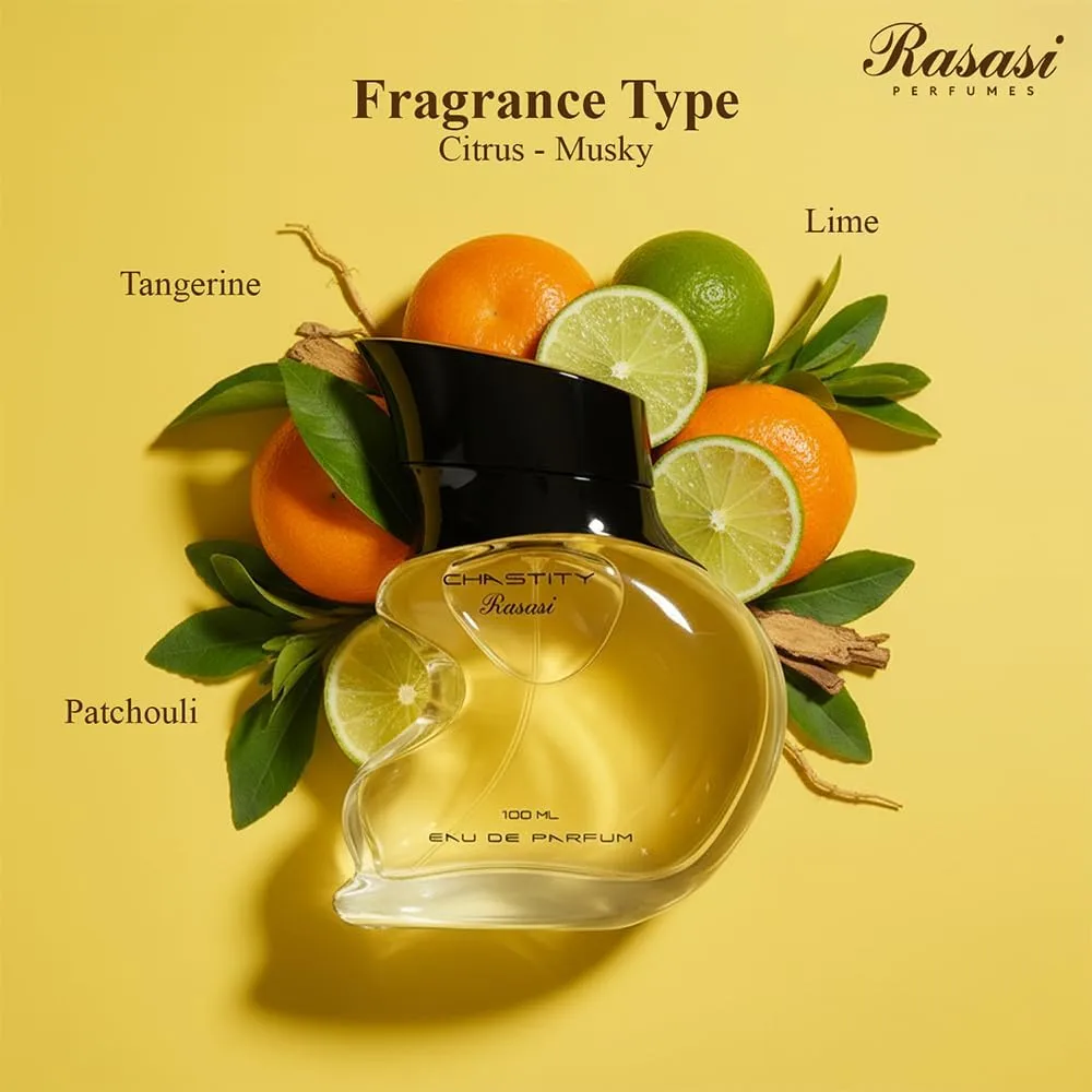 Rasasi Chastity Pour Homme Eau De Parfum Spray for Men – 100ml (3.4 oz) | Fresh Citrus & Spicy Musk Fragrance - Image 2