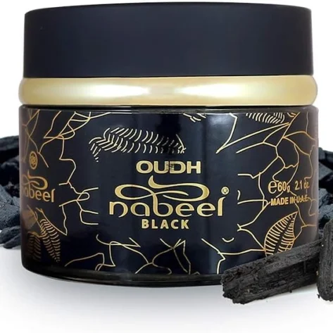 Nabeel Oudh Black Bakhoor Incense 60g – Floral, Woody and Musky Home Fragrance