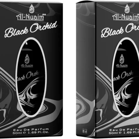 Al-Nuaim Black Orchid Eau de Parfum for Men & Women, Pack of 2 x 50ml – Long-Lasting Oriental Floral Woody Fragrance