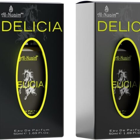 Al-Nuaim Delicia Eau de Parfum for Men & Women, Pack of 2 x 50ml – Long-Lasting Fruity Floral Gourmand Fragrance