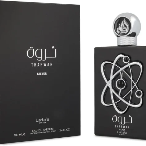 Lattafa Pride Tharwah Silver Eau de Parfum 100ml – Long-Lasting Woody Aquatic and Aromatic Fragrance for Men