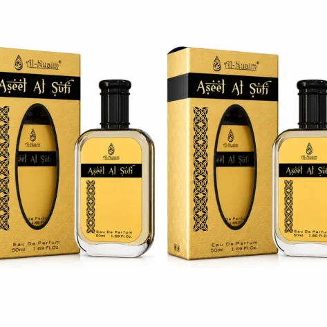 Al-Nuaim Aseel Al Sufi Eau de Parfum for Men & Women, Pack of 2 x 50ml – Long-Lasting Oriental Woody Aromatic Fragrance
