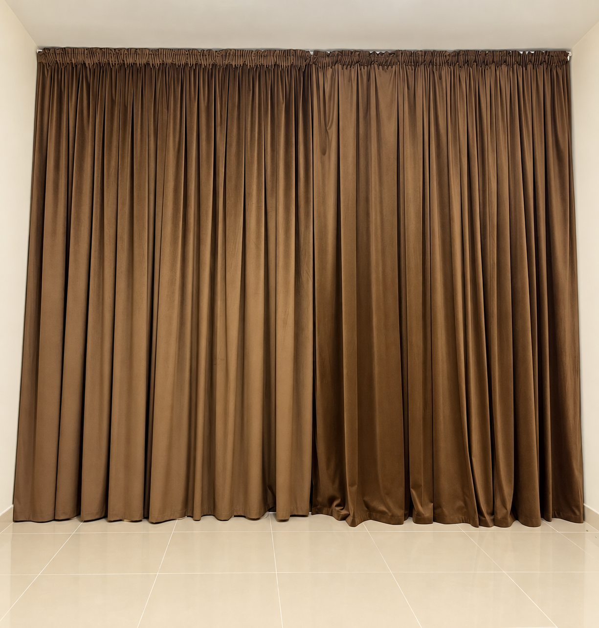 Umeema recent work: Brown Gathered Curtains