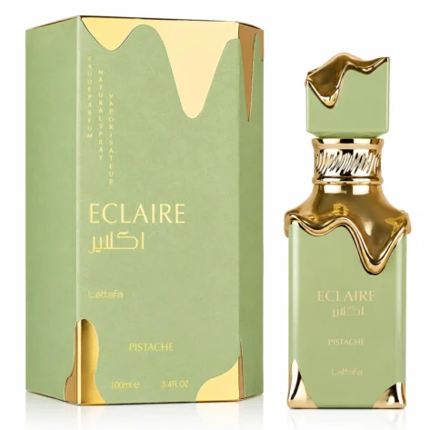 Lattafa Éclaire Pistache Eau De Parfum Natural Spray 100ml - Long Lasting Pistachio Vanilla Gourmand Fragrance for Men & Women